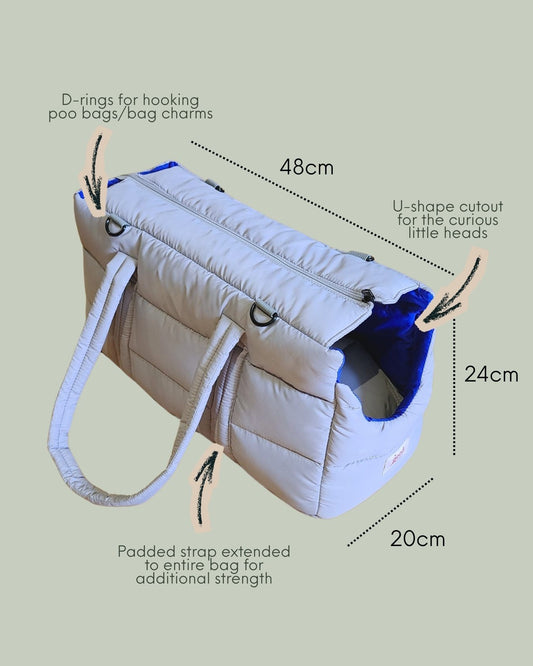 The EVERYWHERE Puffer Pet Carrier- Light Grey