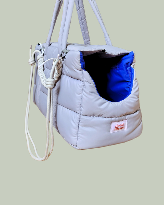 light grey padded pet carrier lightweight
