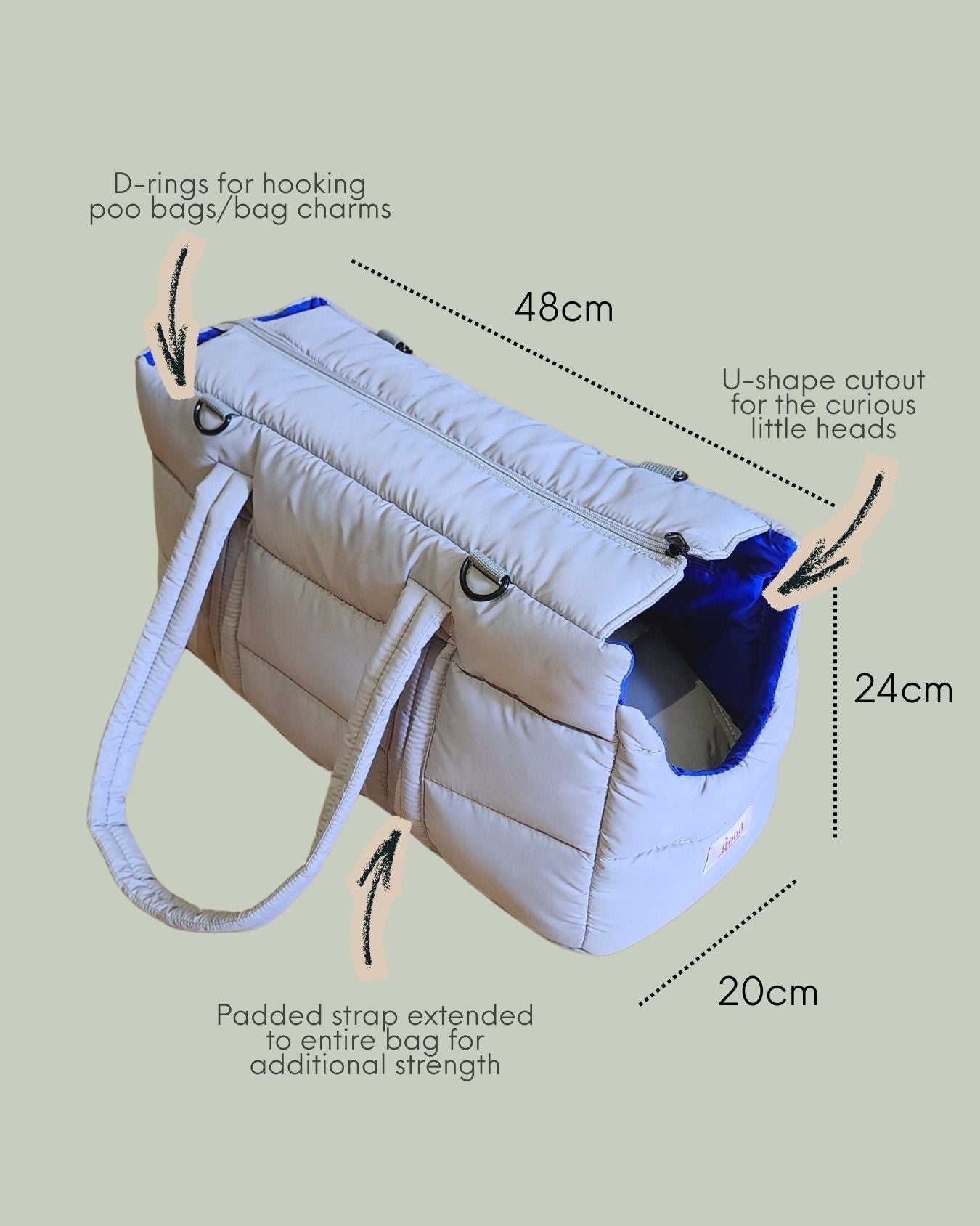 The EVERYWHERE Puffer Pet Carrier- Light Grey