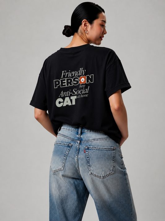 ANTI-SOCIAL CAT, FRIENDLY PERSON T-Shirt