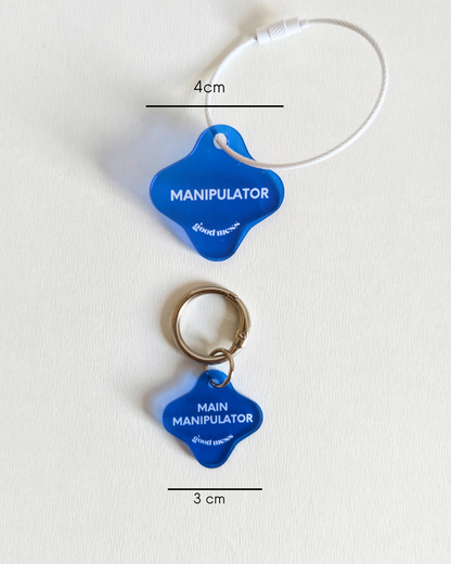 blue star shape acrylic matching pet collar charm and bag charm with twinning witty quotes on manipulation